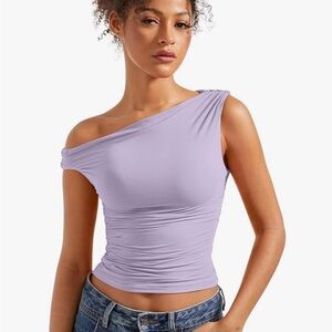 One-Shoulder Lavender Top